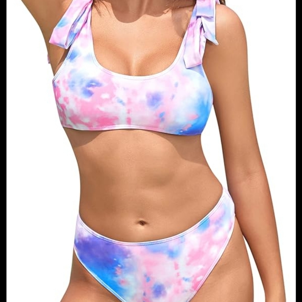 Missky Two Piece Bikini Scoop Neck Tie Dye Sz M